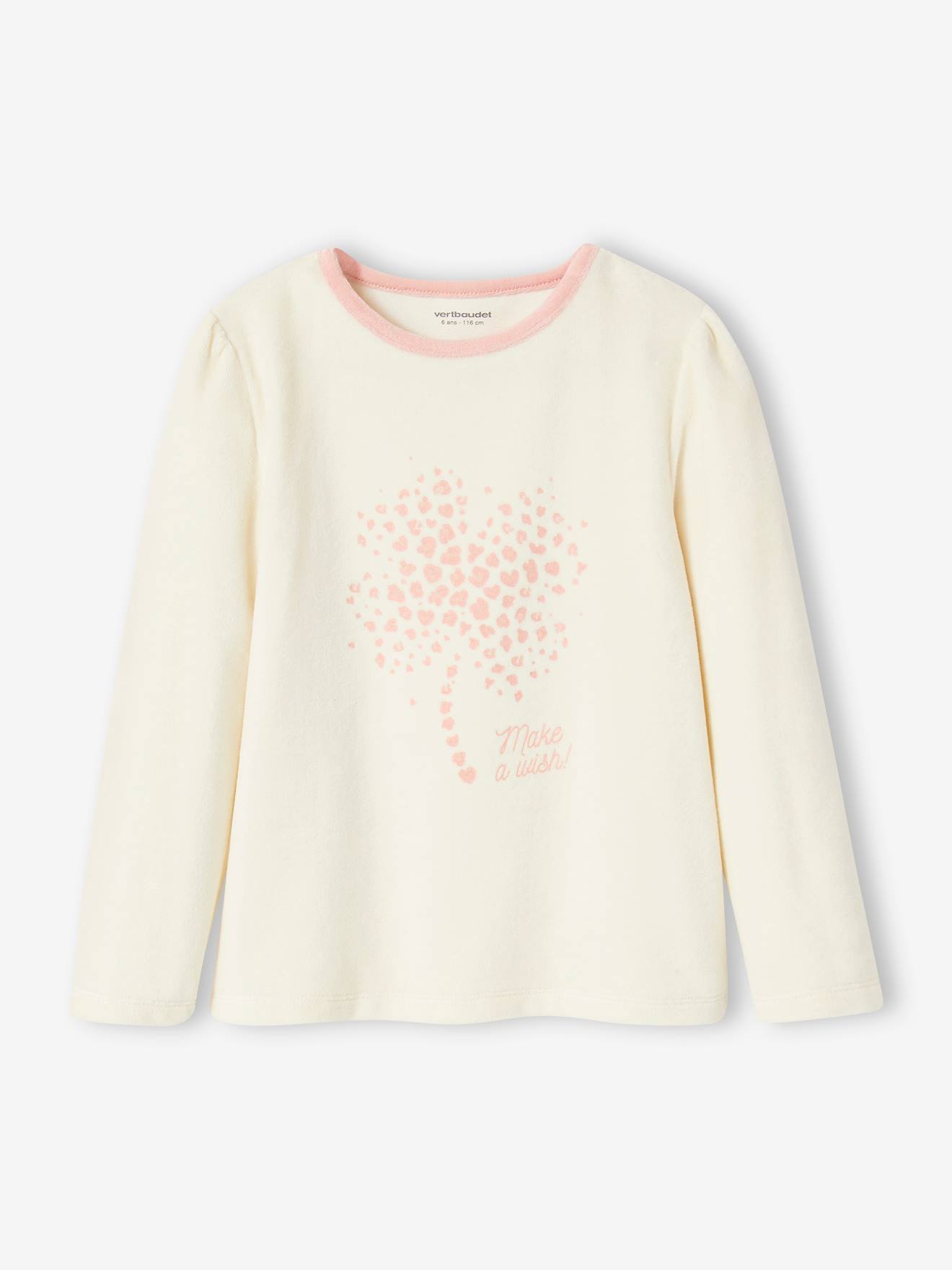 Pijama de veludo rosa com estampa 