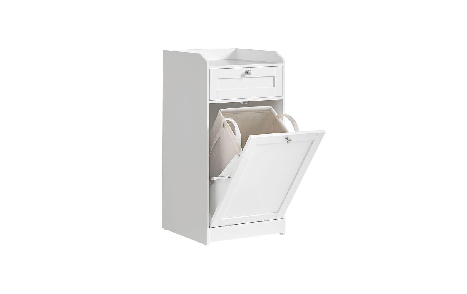 Badezimmerregal 40 x 80.2 cm, WeissBadezimmerschrank mit Wäschekorb