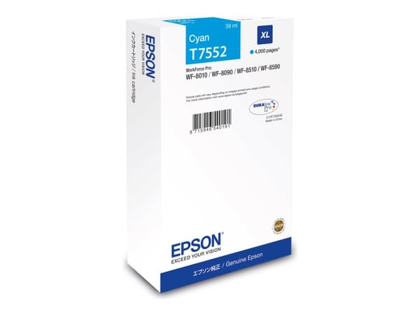 Epson T7552 - 39 ml - XL - cyan - original - blekkpatron