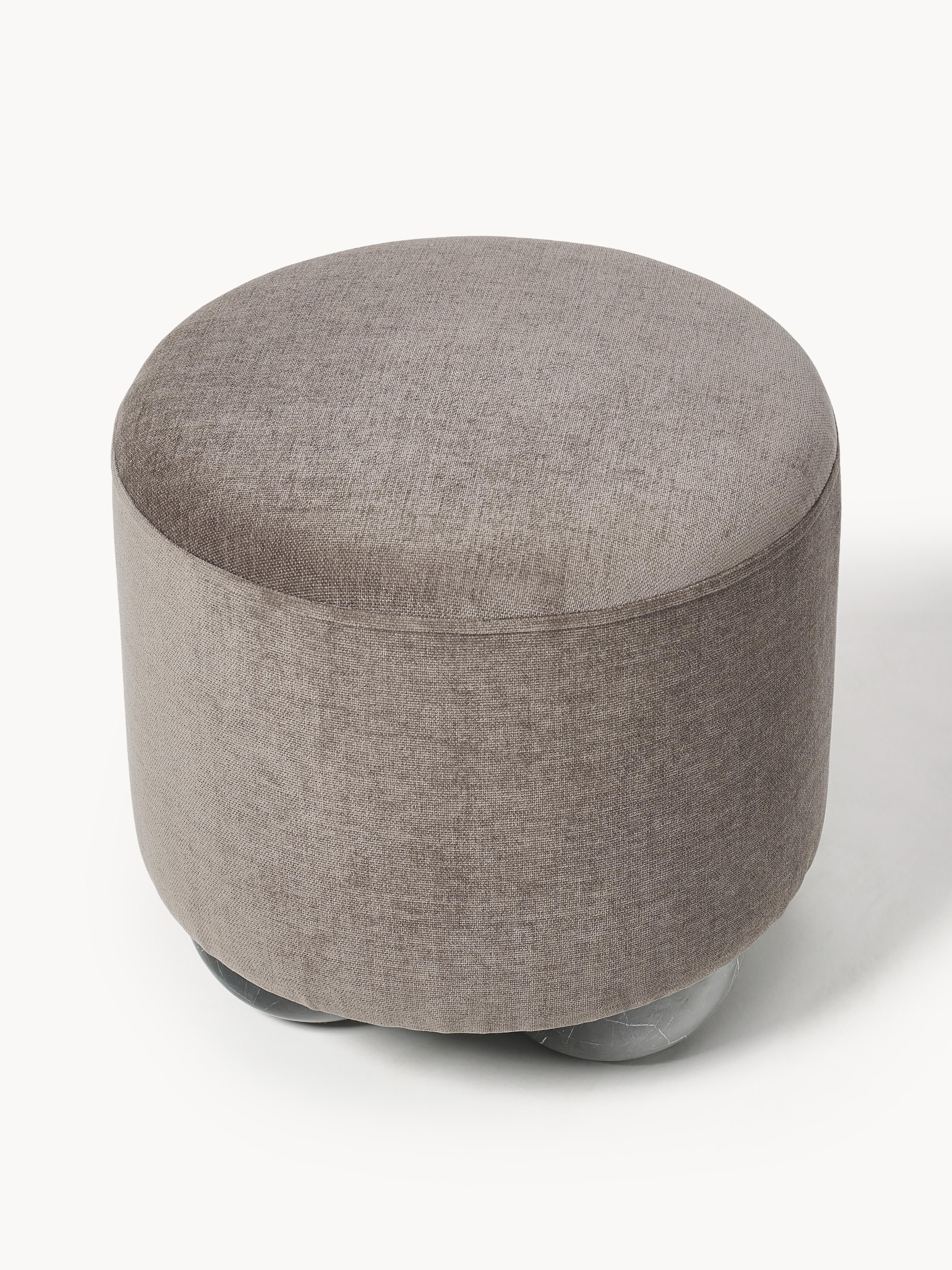 Beklede poef Lino met bolpoten met marmerlook