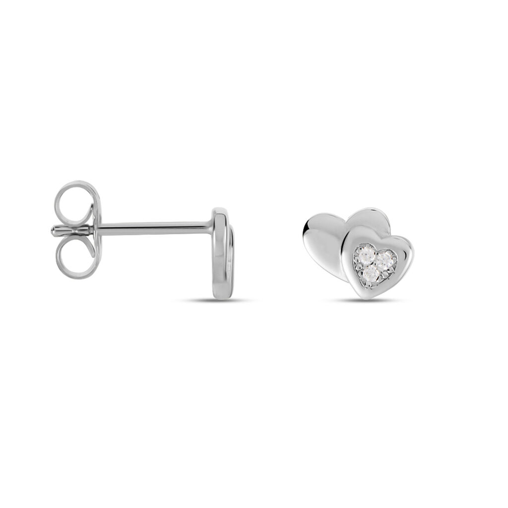Boucles D'oreilles Puces Argent Blanc Dounyo Oxydes De Zirconium