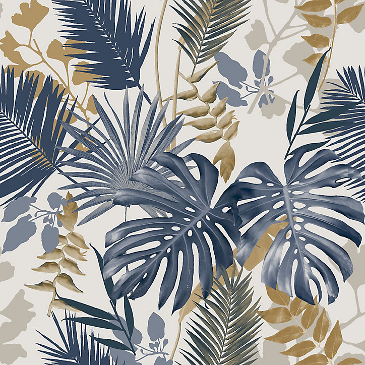 Papier peint vinyle sur intissé GoodHome Ferula bleu