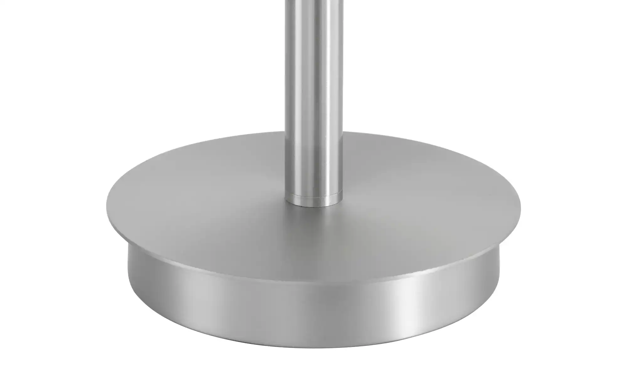 Trio Tischleuchte, 1-flammig, Nickel-matt, Stoffschirm weiß