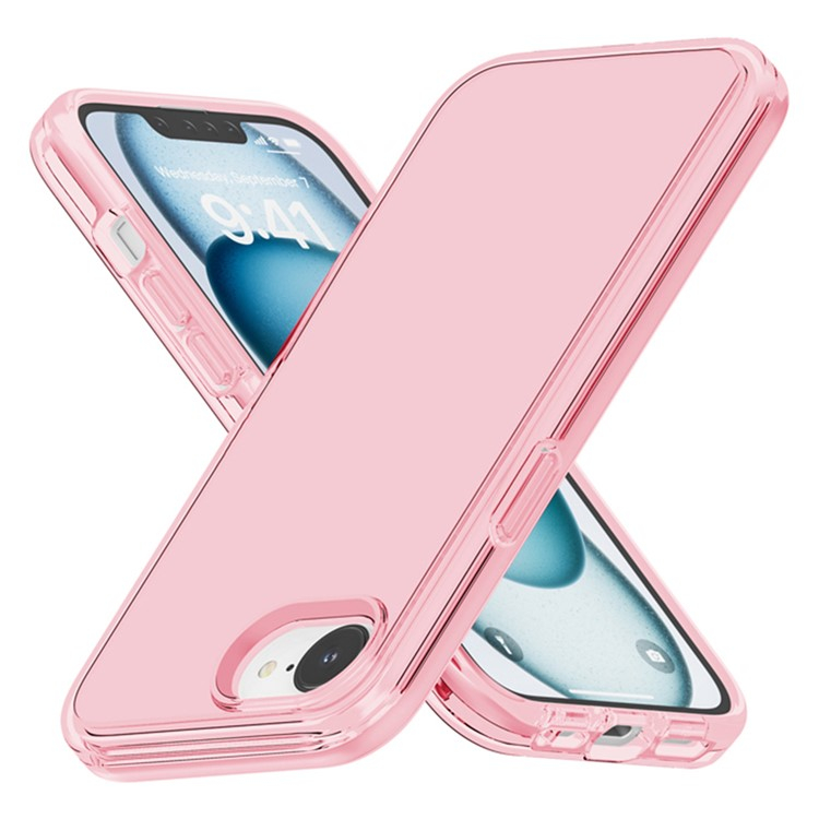 iPhone 16e Hybrid Hardcase Hülle mit TPU Bumper - Pink / Transparent