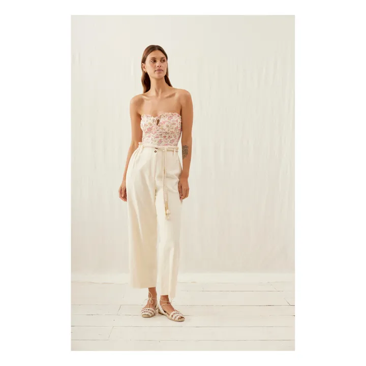 Louise Misha Pantalon Abuela Coton et Lin - Collection Femme | Crème