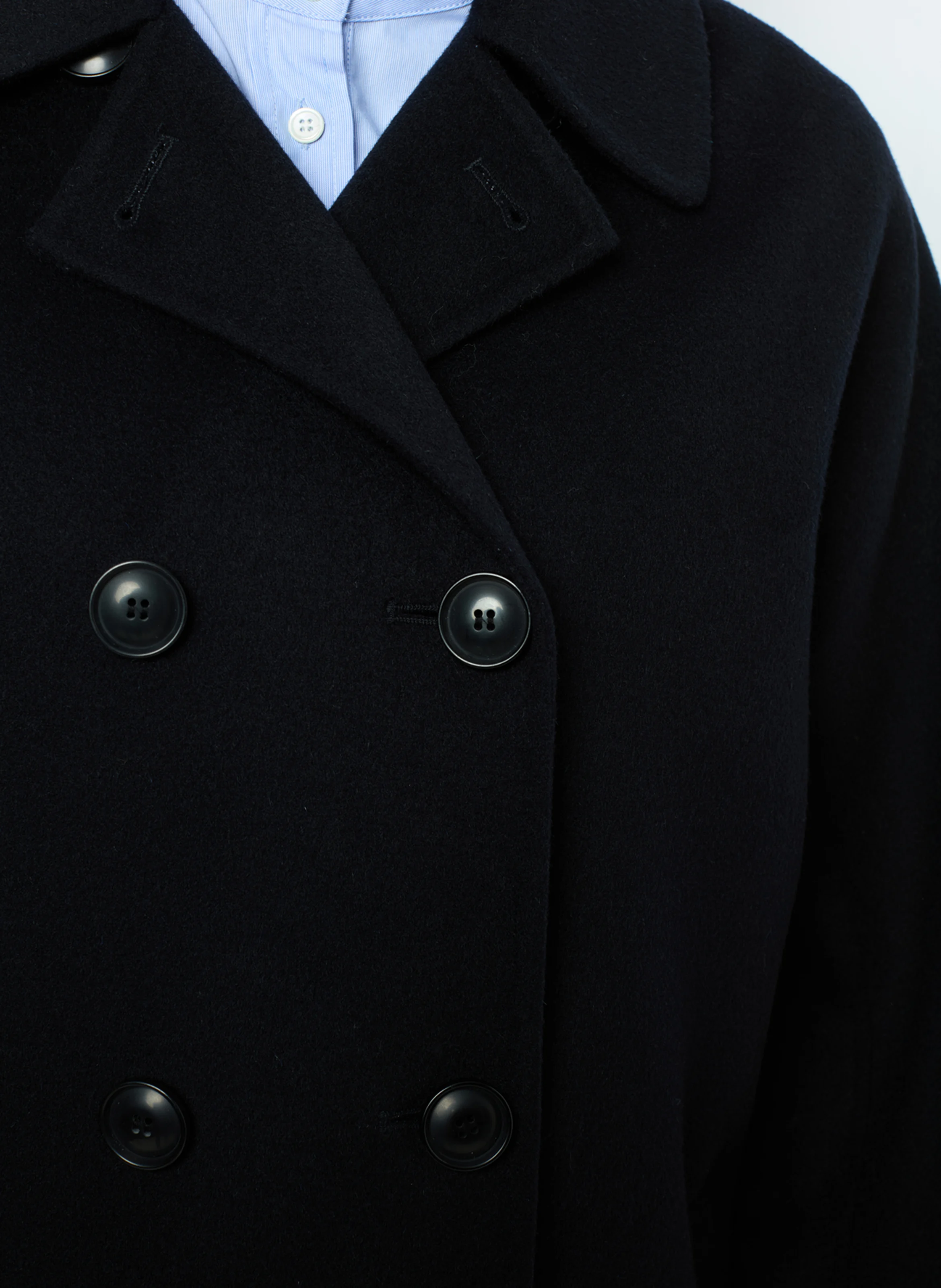 LAURYNN - Manteau col classique en laine mélangée | Bleu