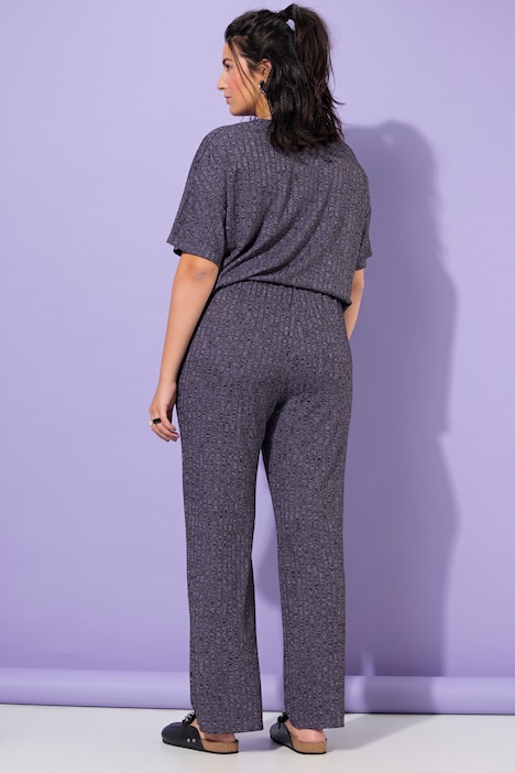 Schlafanzug, Zweiteiler, Rippjersey, Halbarm, lange Hose