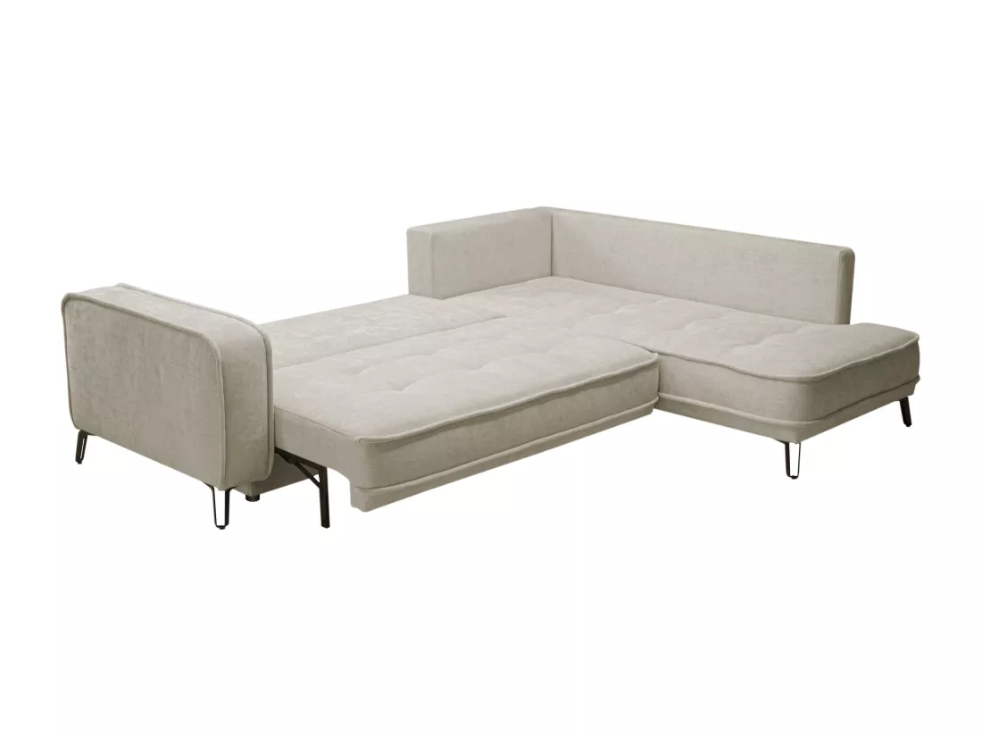 Canapé d'angle droit convertible en tissu beige BALCORIA de Maison Céphy