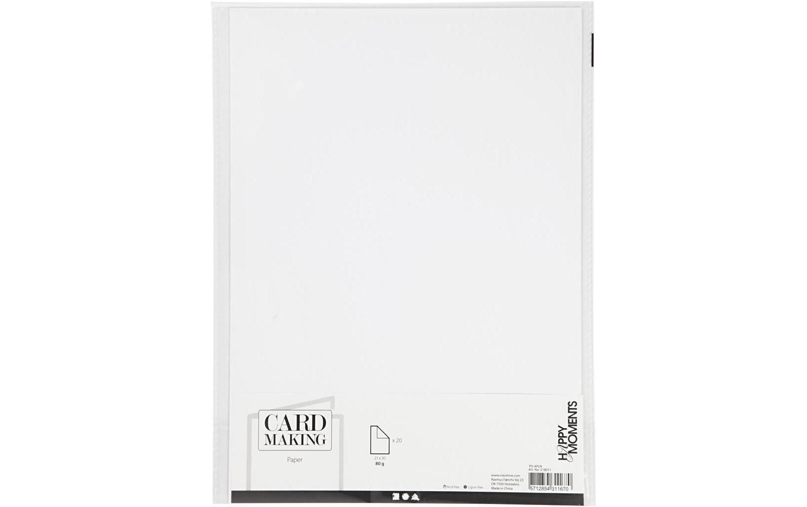 Bastelpapier 70 g, 20 Blatt, WeissEinfarbiges Papier