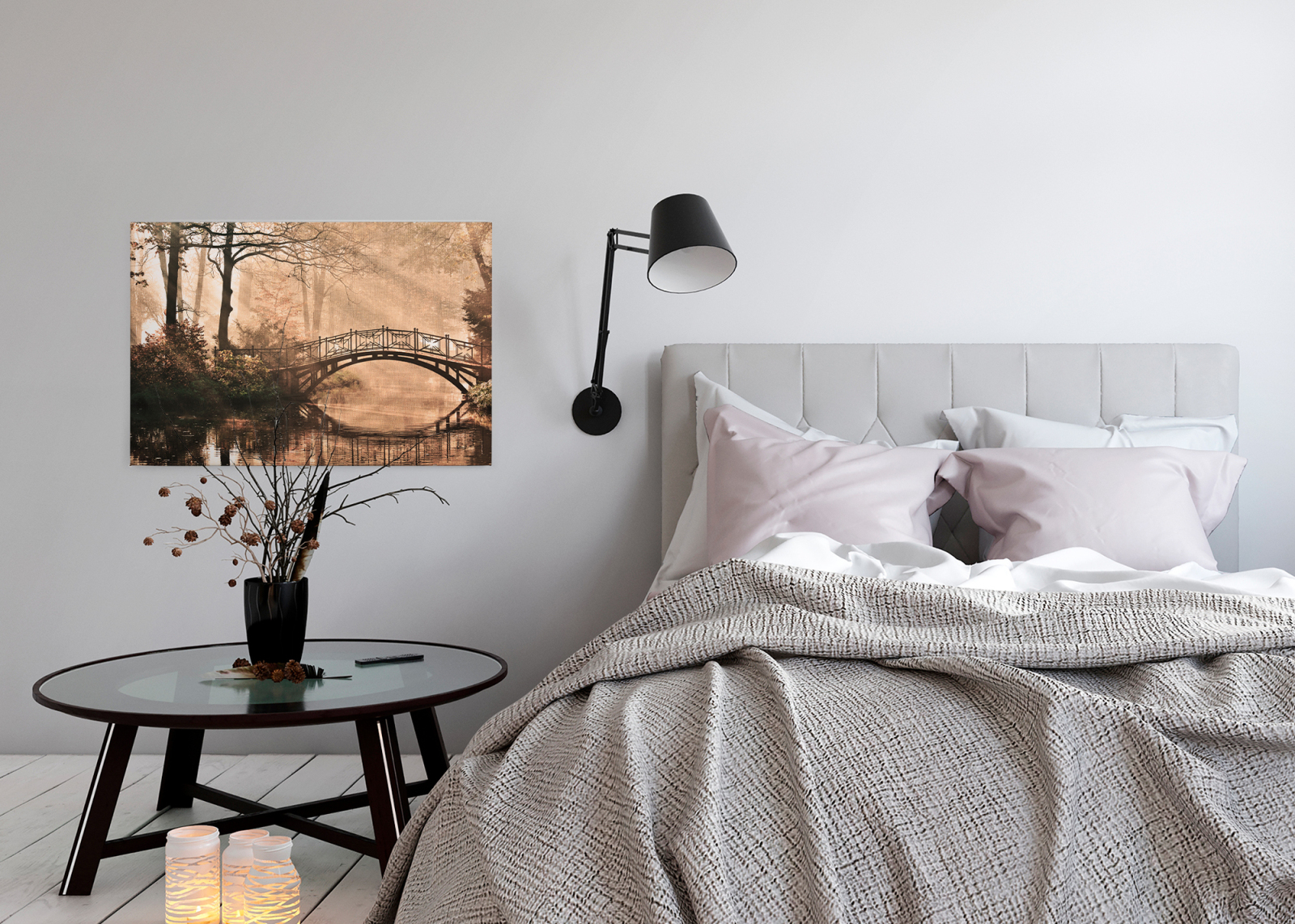Leinwandbild WALDPARK - beige - 90x60 cm