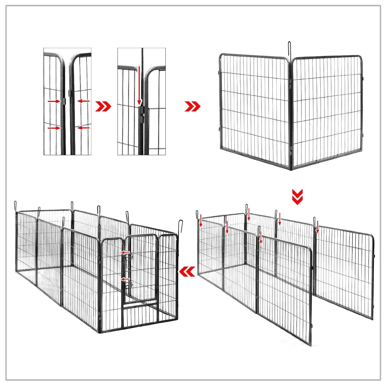 Parc enclos cage pour chiens chiots animaux de compagnie 163 x 163 noir