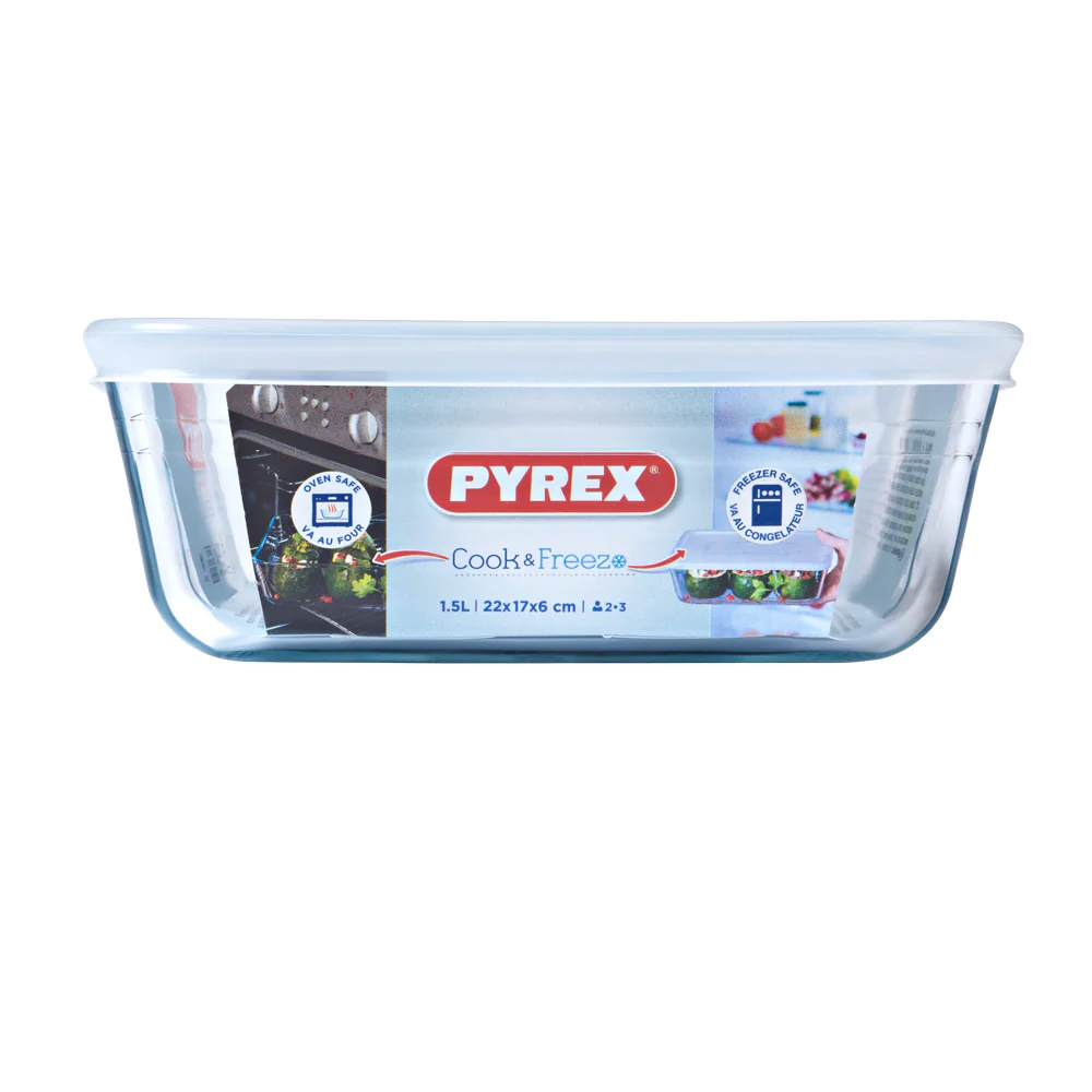 Plat rectangulaire 1,5 l en verre Pyrex
