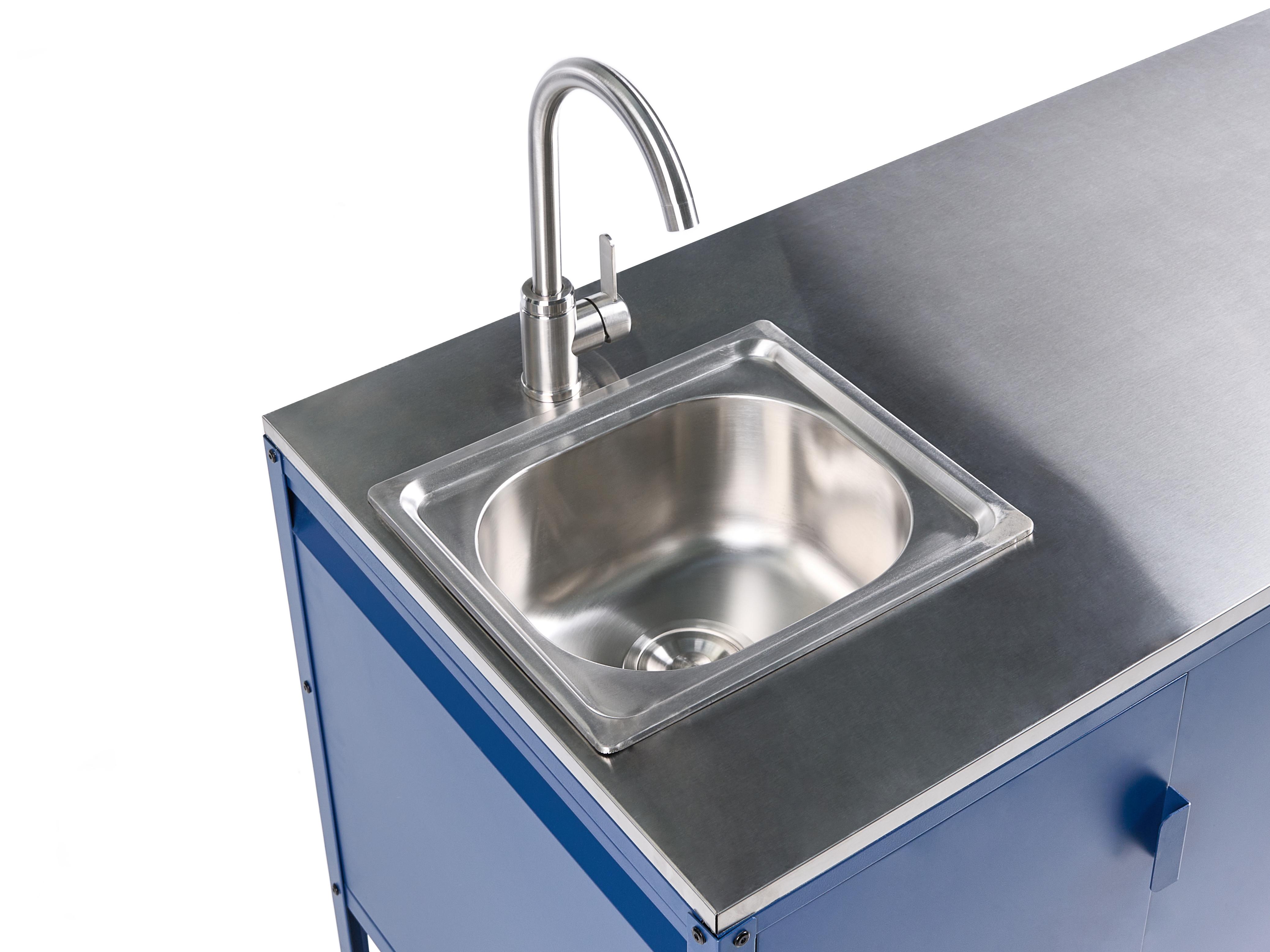 Tuin keukenset 3-delig met spoelbak MAENZA Metaal Blauw