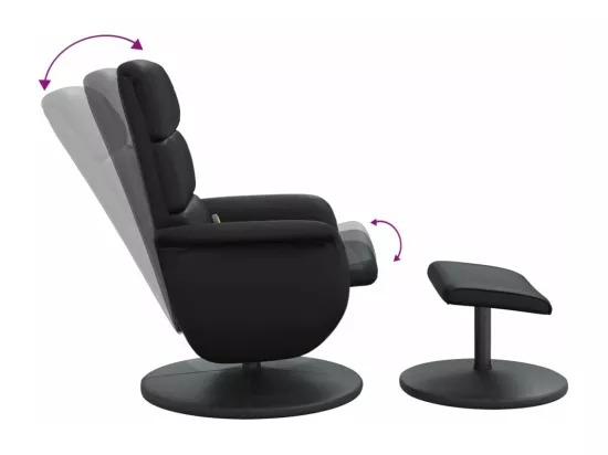 Fauteuil inclinable de massage avec repose-pied noir similicuir