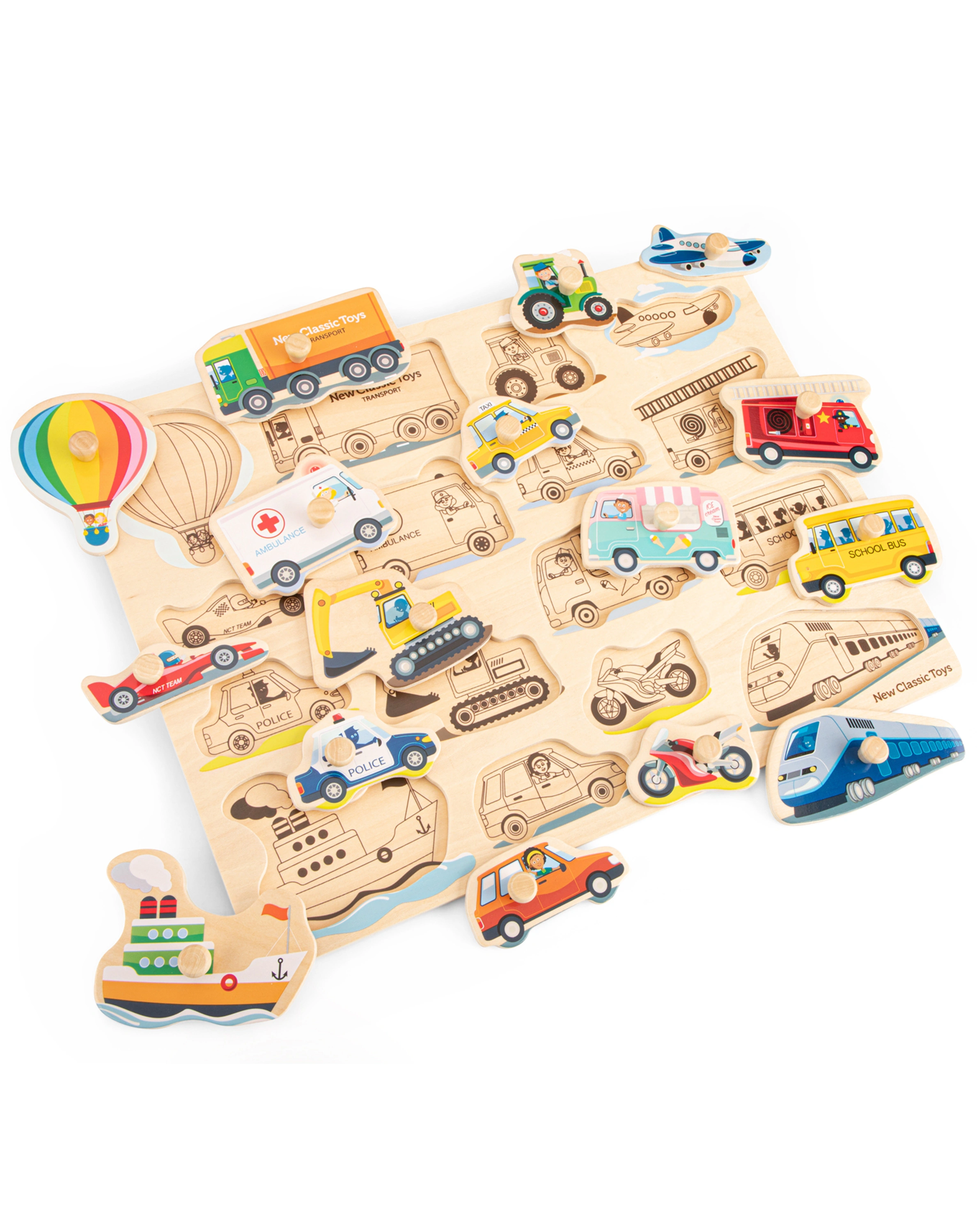 Steckpuzzle FAHRZEUGE 16-teilig aus Holz
