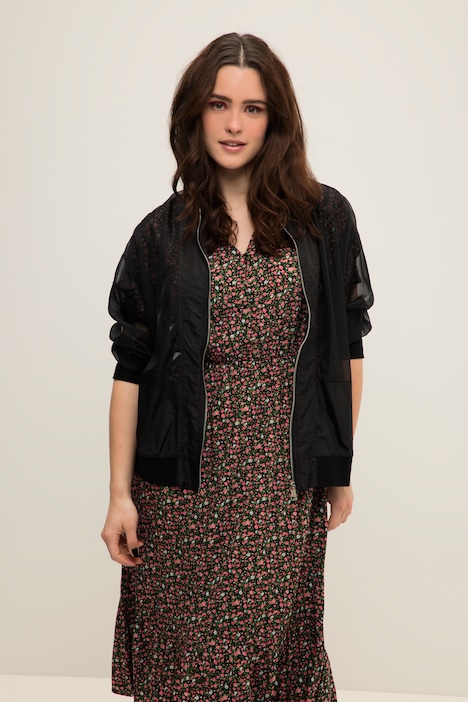 Blouson, oversized, transparenter Chiffon, Langarm