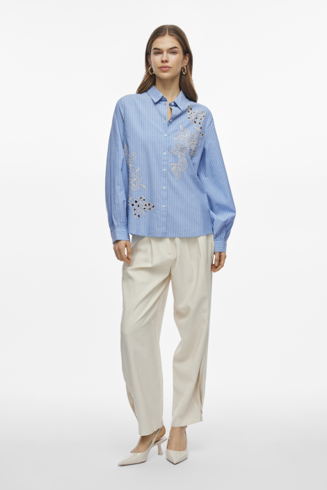 Vila blauwe dames blouse