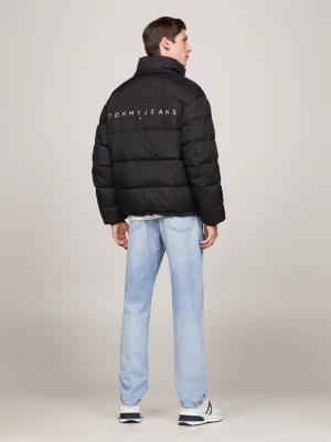 Jaqueta puffer com logo nas costas