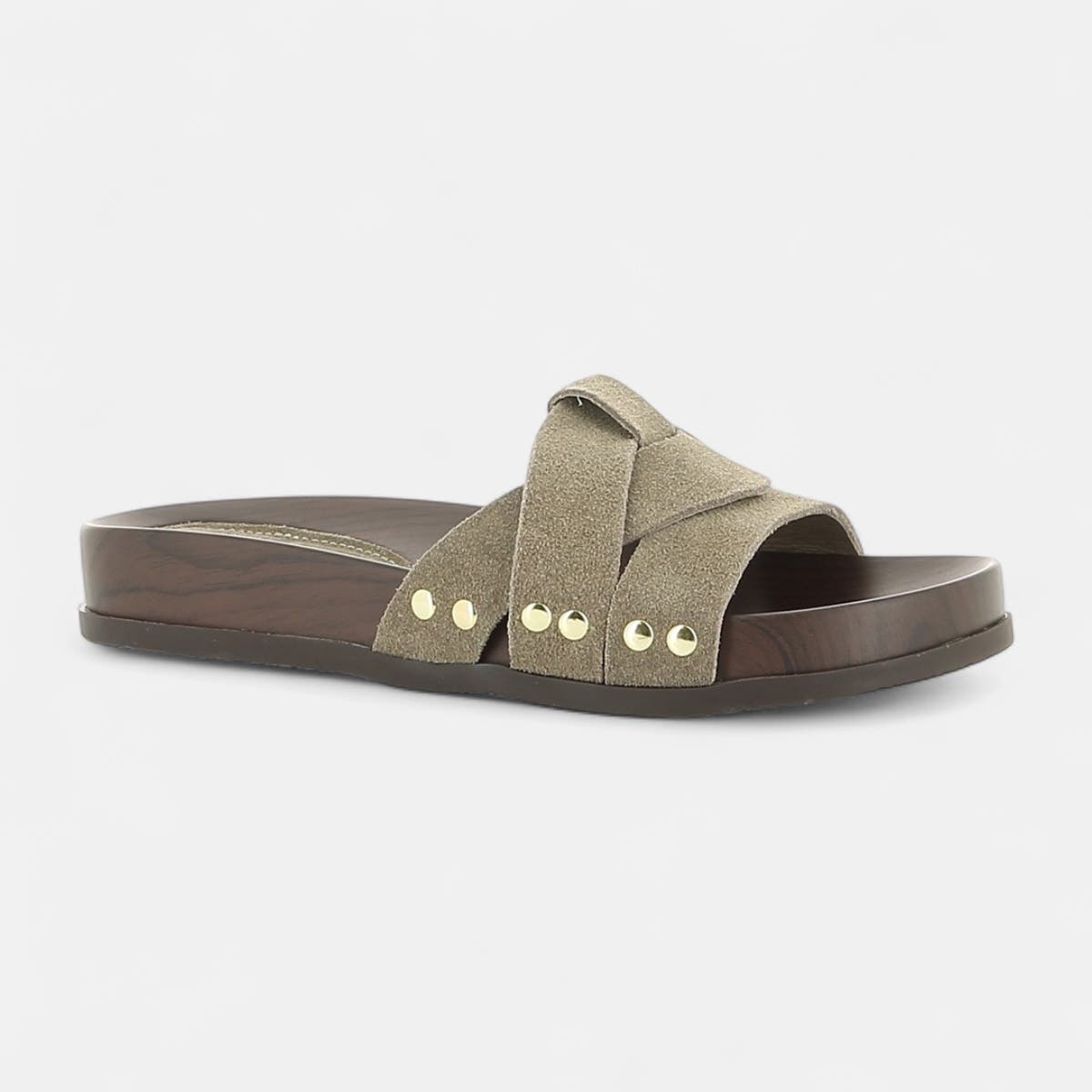 Mules Femme en cuir taupe