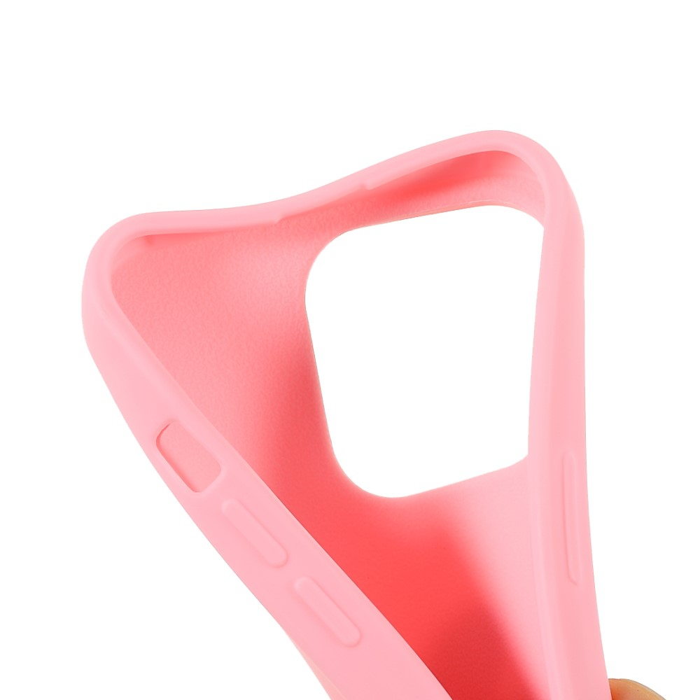 iPhone 13 Pro Necklace Gummi Case Hülle   Handykette (150cm) - Rosa / Silber