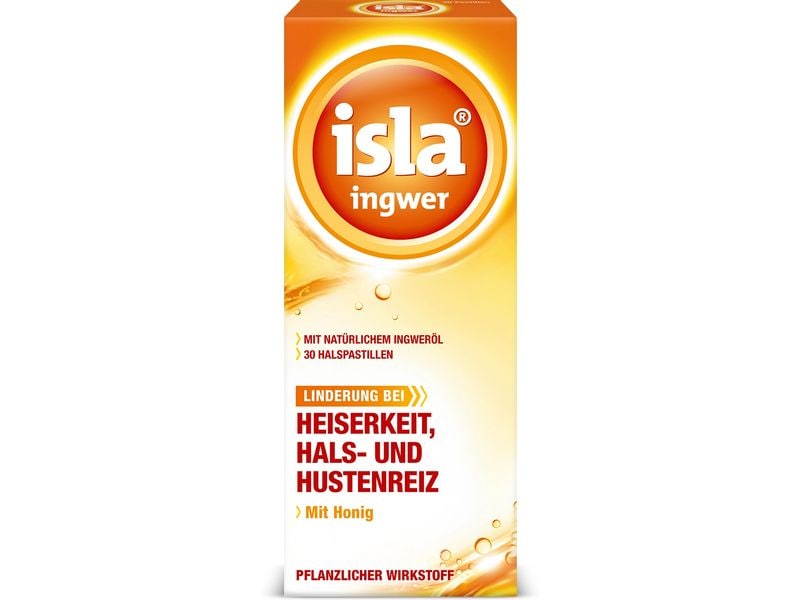 Isla Pastillen Ingwer 30 Stück Hustenbonbons bei Hals- und Stimmbeschwerden