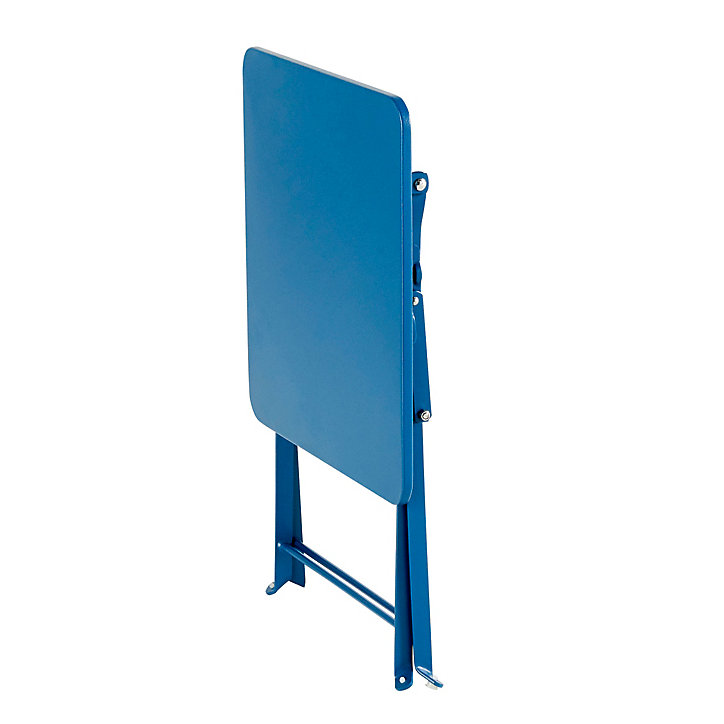 Table de jardin pliante Saba en acier coloris bleu abysse L.40 x l.40 x H.45 cm