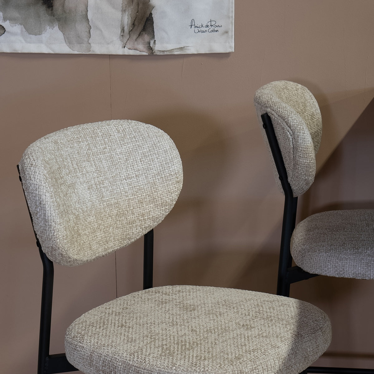Giga Meubel - Barstoel Beige Stof - 44x50x97cm - VajÃ¨n - Set van 2