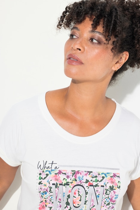 T-Shirt, oversized, farbiger Print, Rundhals