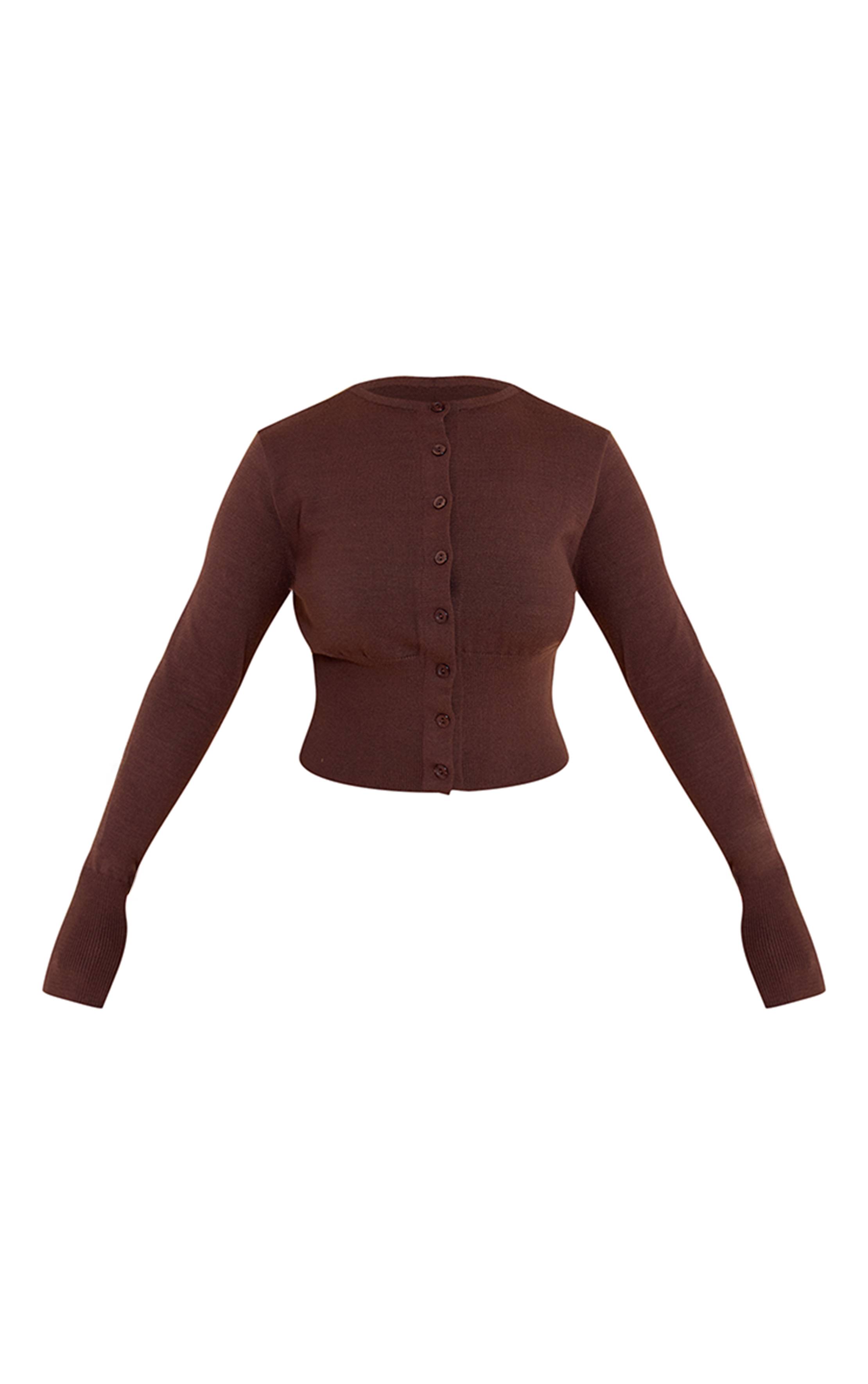 Chocolat Cardigan Côtelé Large À Boutons En Maille Shape