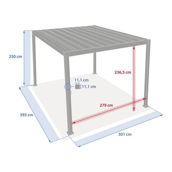 Pergola bioclimatique rétractable EVORA Gris