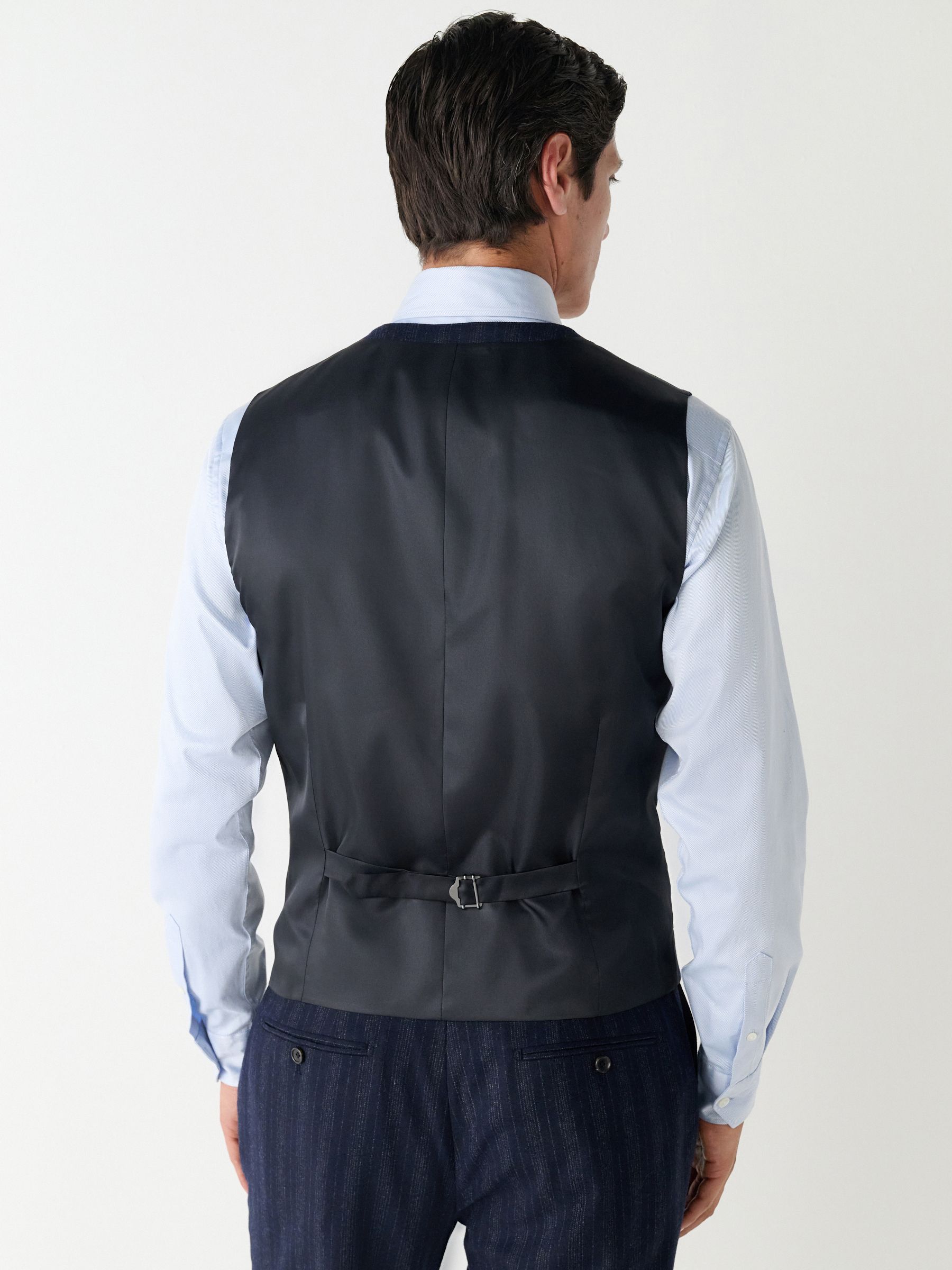 Donkerblauw - Striped Wool Blend Suit Waistcoat