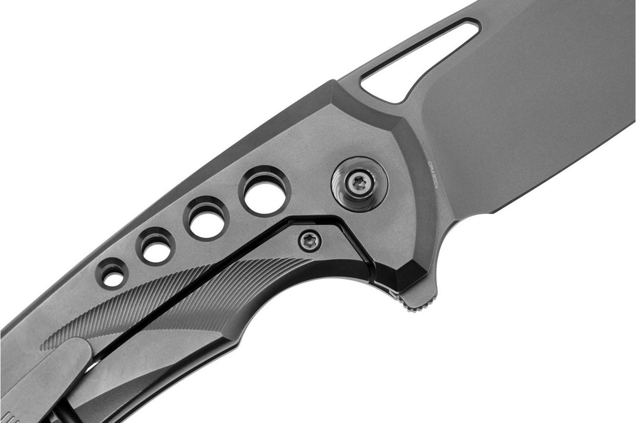 WE Knife Swiftfin WE23051-2 Polished Bead Blasted CPM 20CV, Polished Bead Blasted Titanium, Satin Holes zakmes