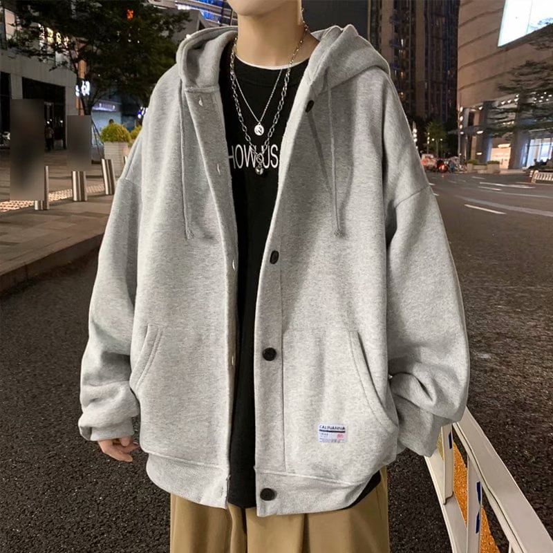 Cowpow - Hoodie met trekkoord, fleecevoering en knoopjes en tekstapplicatie