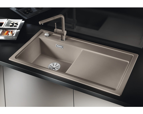 Blanco ZENAR XL 6 S spoelbak, 1000 x 510 mm, zwart, 526059, met afdruiprek, bak links