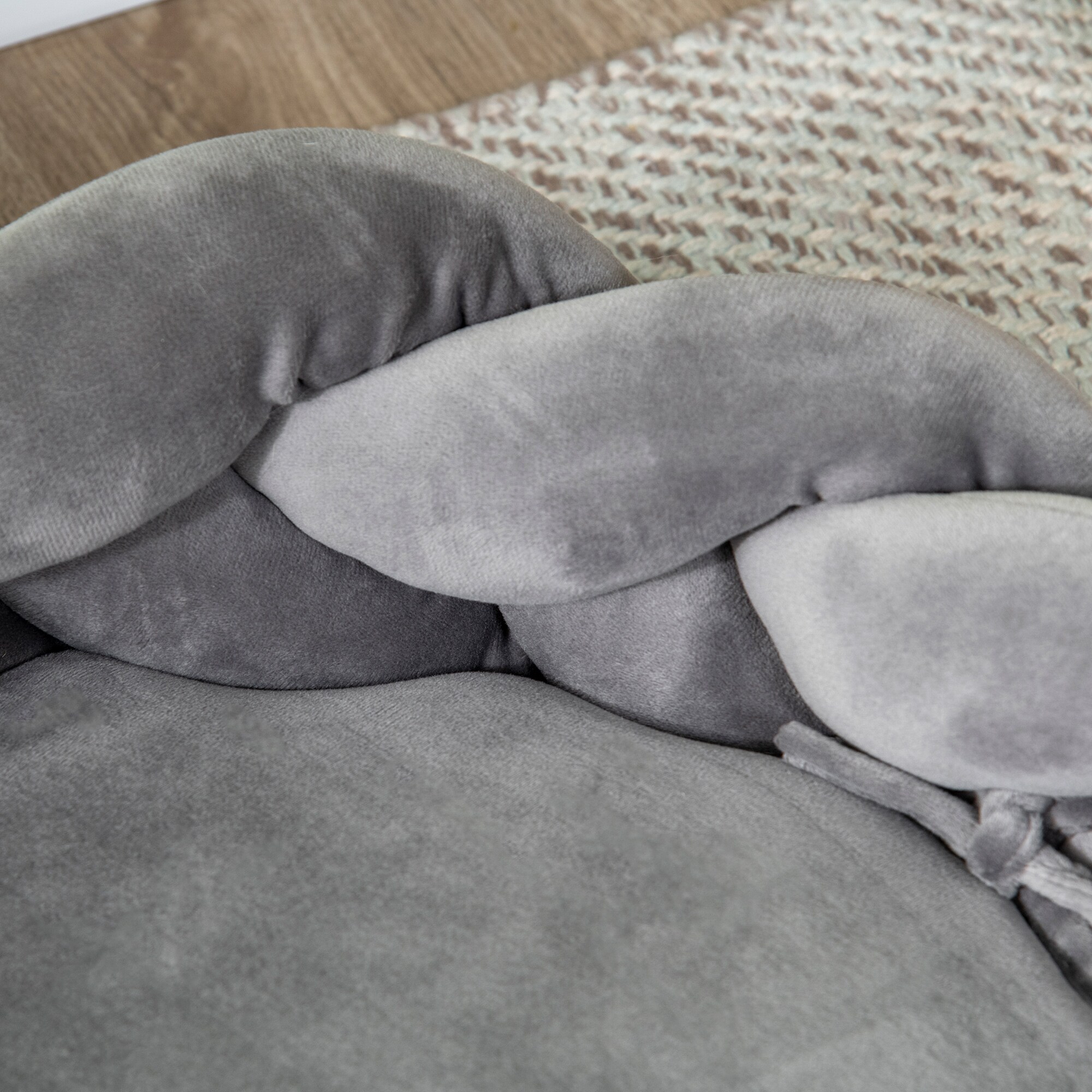 PawHut Haustierbett mit zusätzlichem Kissen grau 55L x 55B x 14H cm