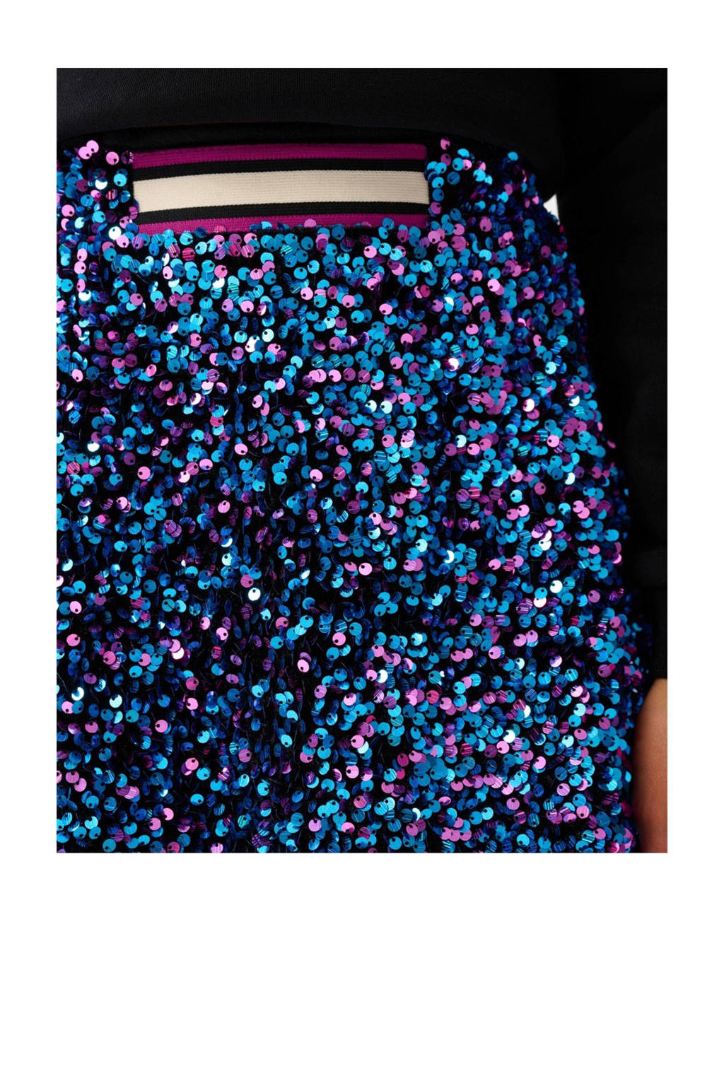 Shoeby strokenrok pailletten blauw