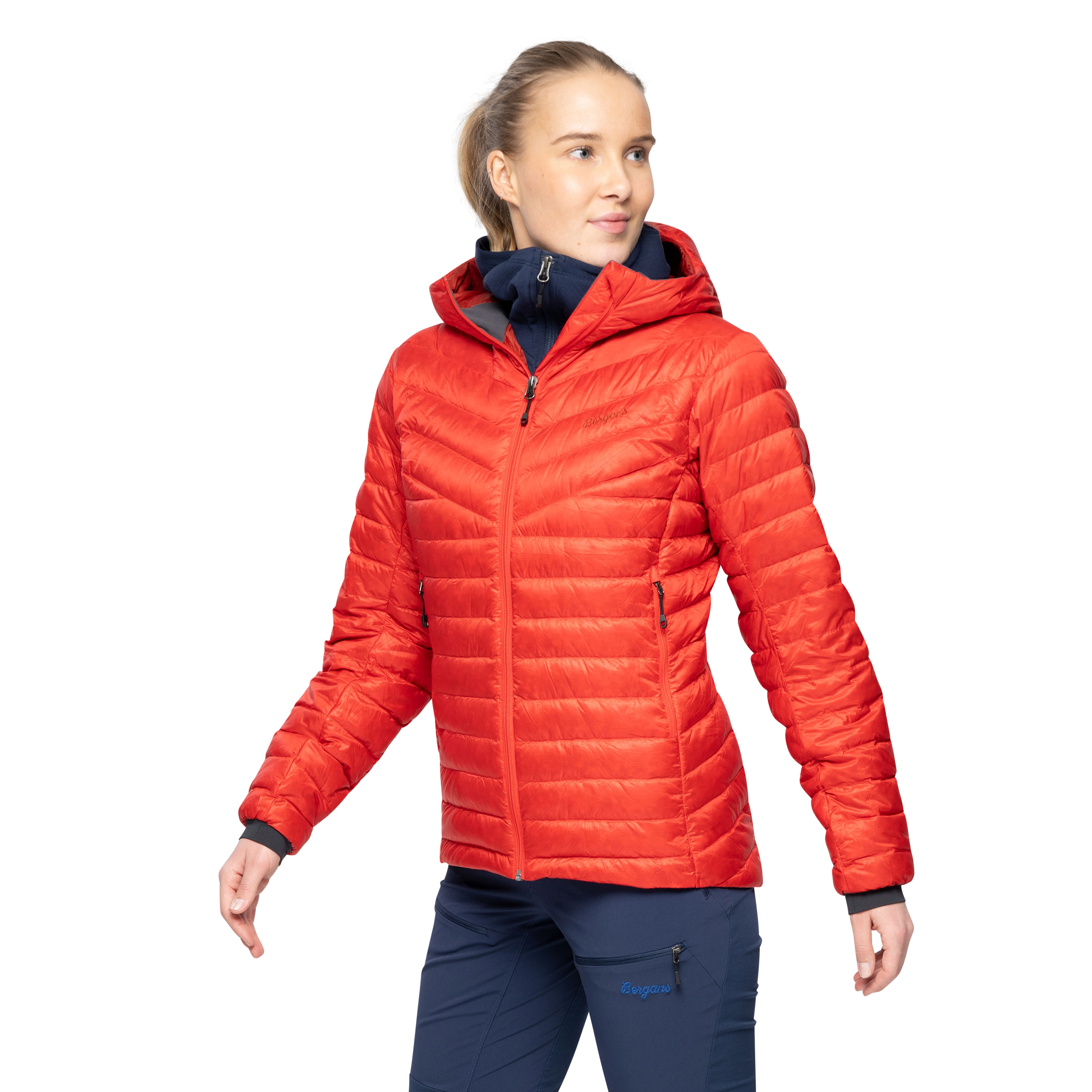 Rabot Light Down Jacket Hood Women FireRed