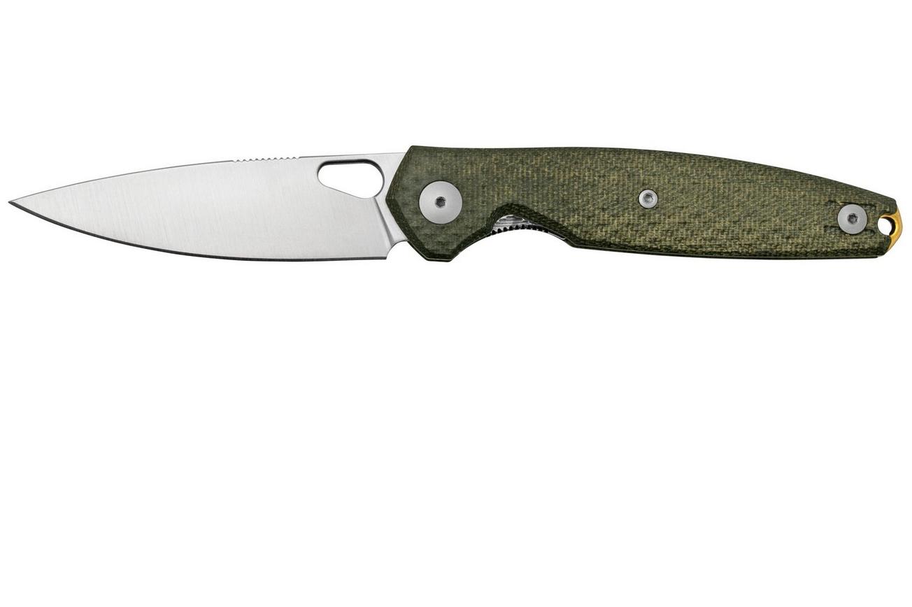 GiantMouse ACE REO Green Canvas Micarta Satin Magnacut, zakmes