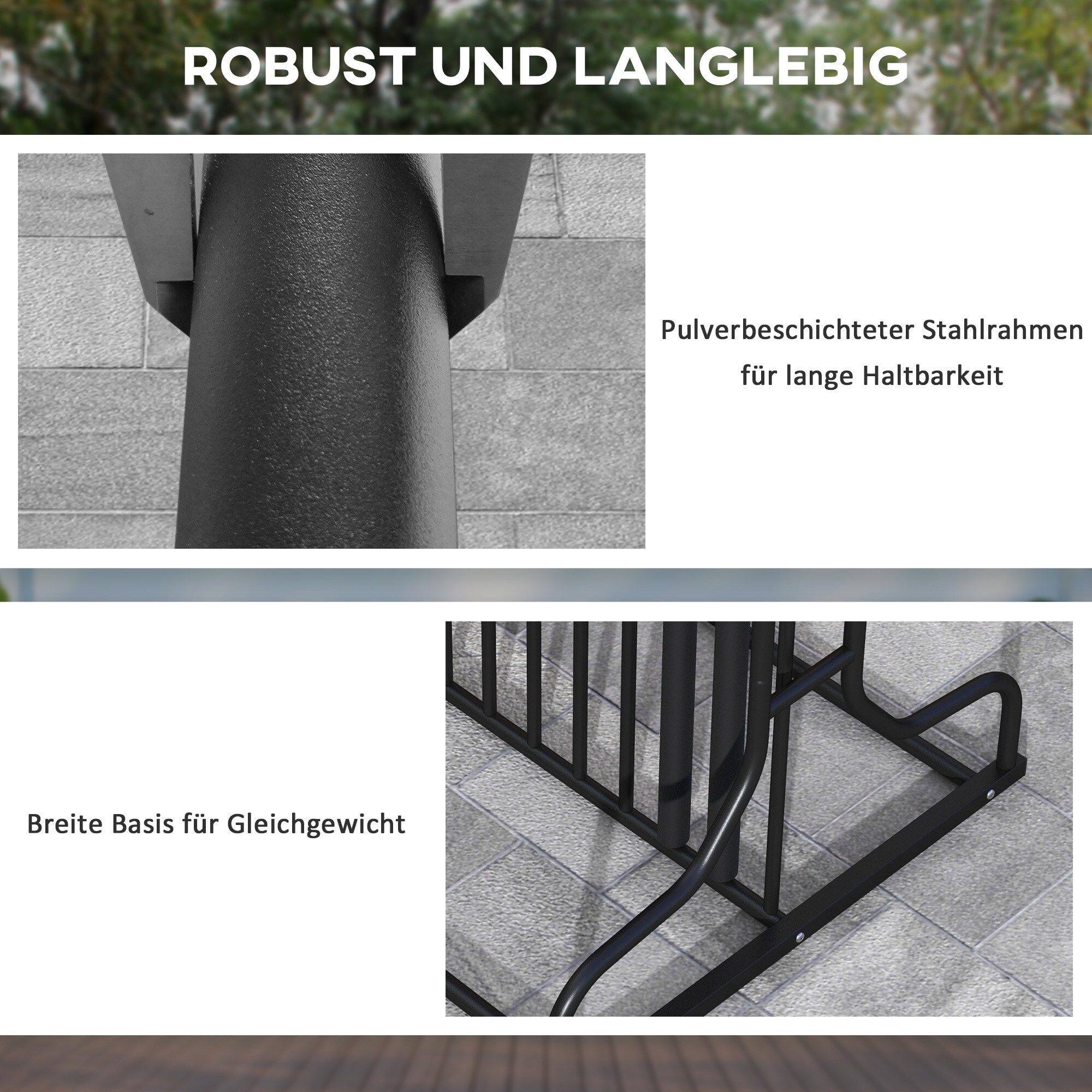 DURHAND Fahrradständer mit Platz für 4 Fahrräder schwarz 90L x 80B x 80H cm