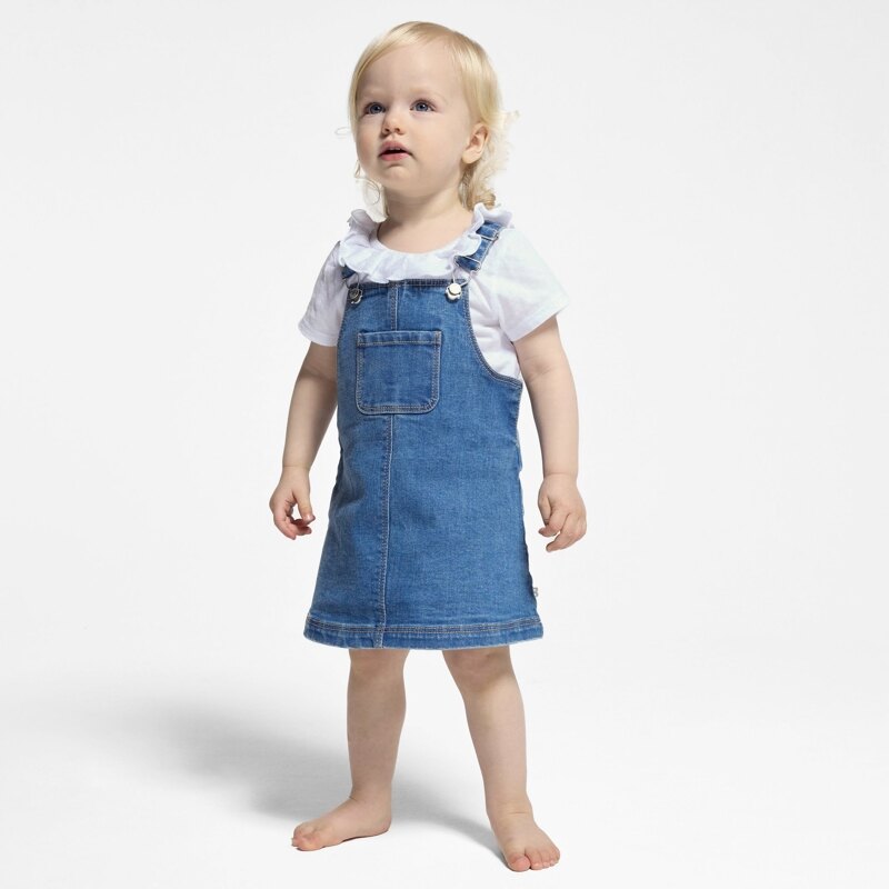 Robe à bretelles denim bleu bébé fille Bleu