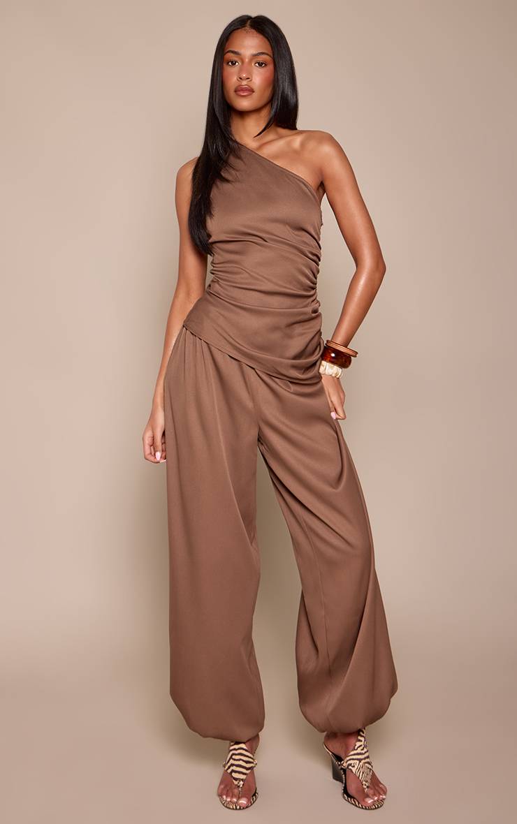 Moka Pantalon Ballon Taille Haute À Taille Élastiquée Tissé - Ensemble Coordonné