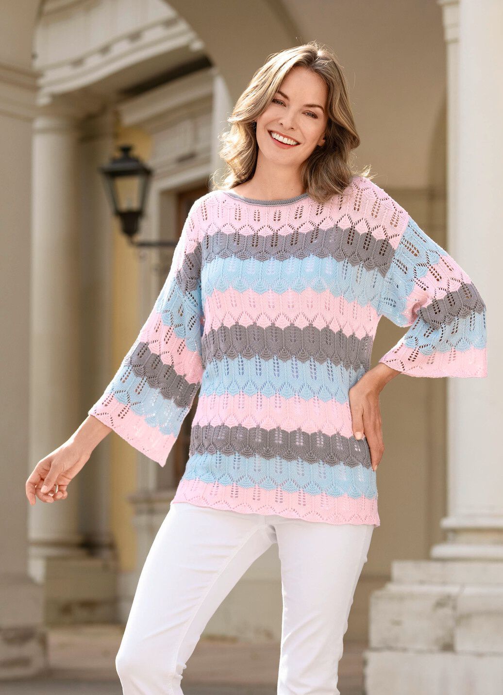 Pullover mit Mustermix im Blockringeldessin