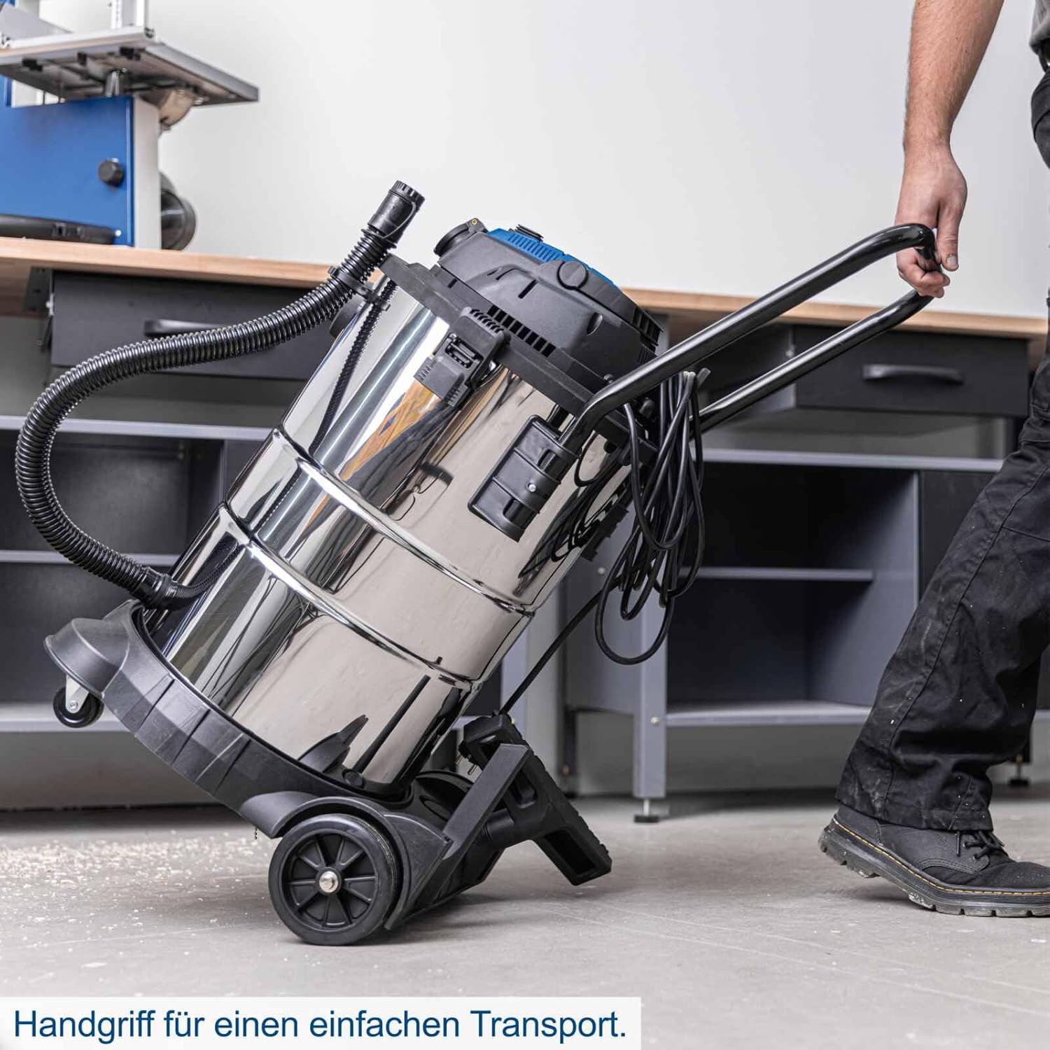 Scheppach Nass- / Trockensauger VC50 Nasssauger | 50L Edelstahlbehälter & Zubehör | 1400W Leistung | 20kPa Saugleistung | Teleskoprohr, Werkzeugsteckdose sowie Schnellverschluss | 5m Kabel 3m Schlauch