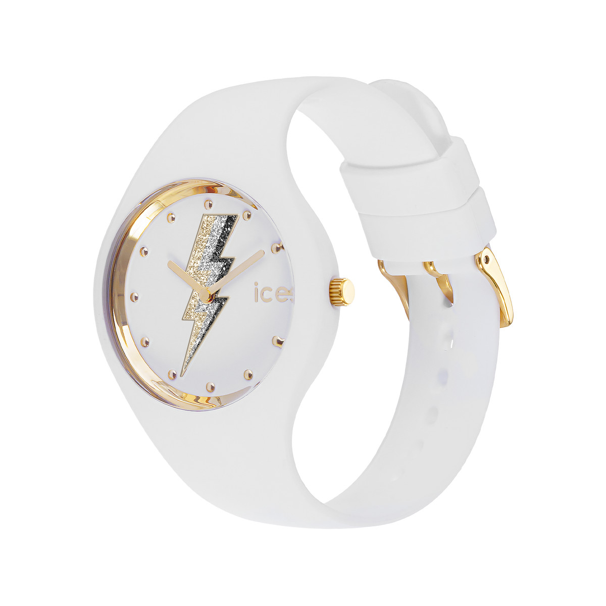 Montre Ice Watch  Femme silicone blanc, motif éclair.