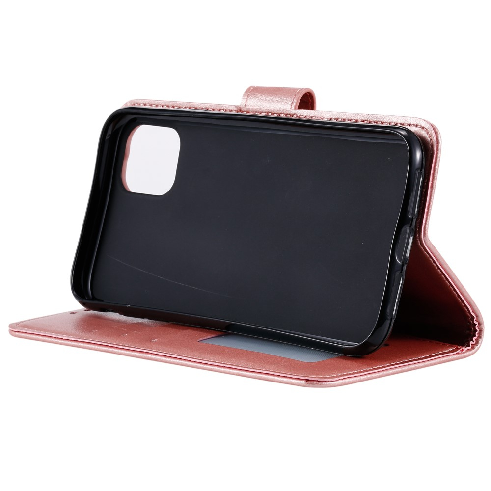iPhone 13 Leder Tasche Wallet - Mandala Flowers Imprint - Roségold