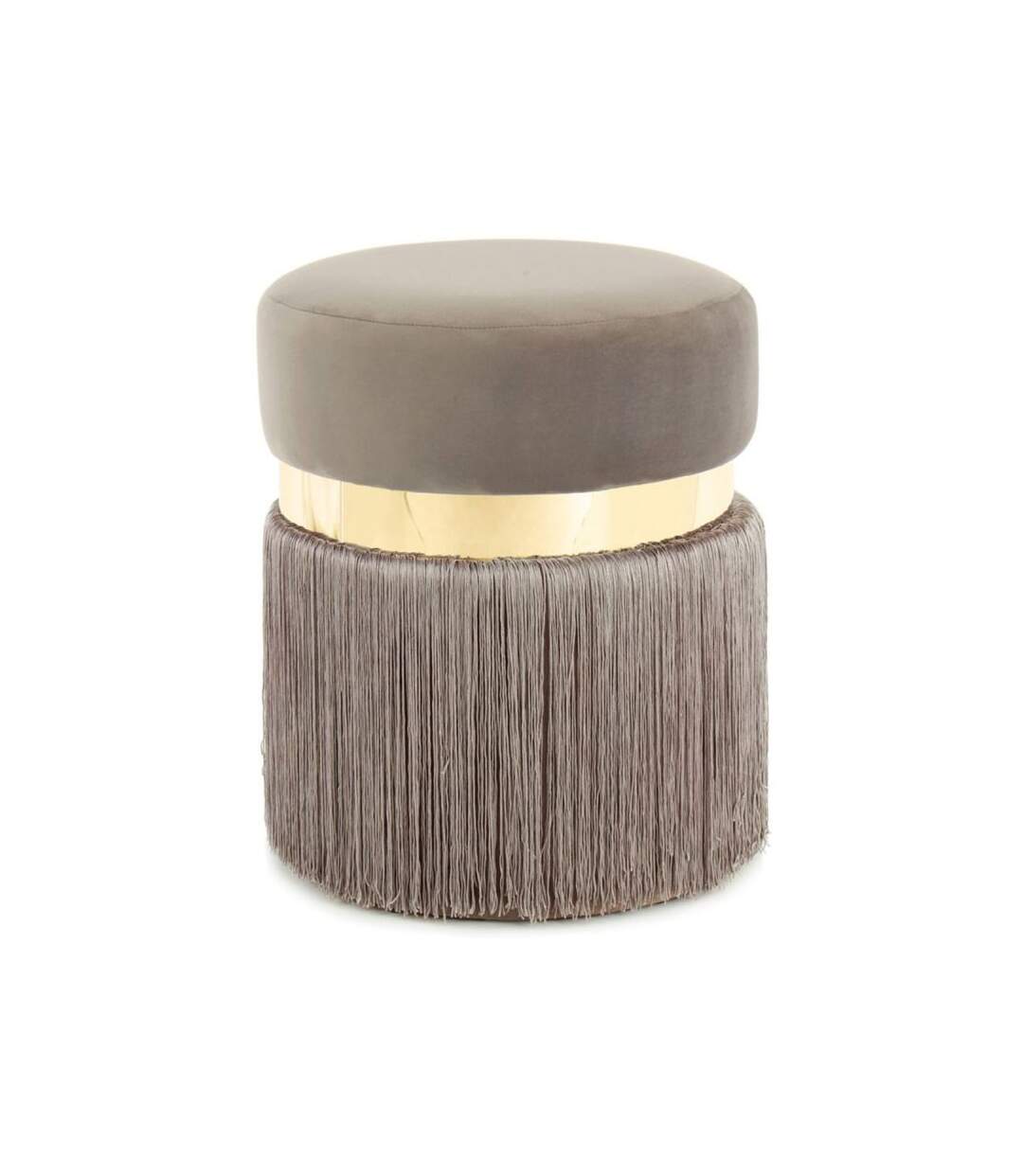 Paris Prix - Pouf Rond Bicolore rebecca 45cm Taupe & Or