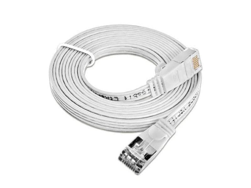 SLIM Slimpatchkabel RJ-45 - RJ-45, Cat 6, STP, 0.5 m, Weiss Geschirmtes Twisted-Pair-Kabel (STP) mit Klinkenschutz