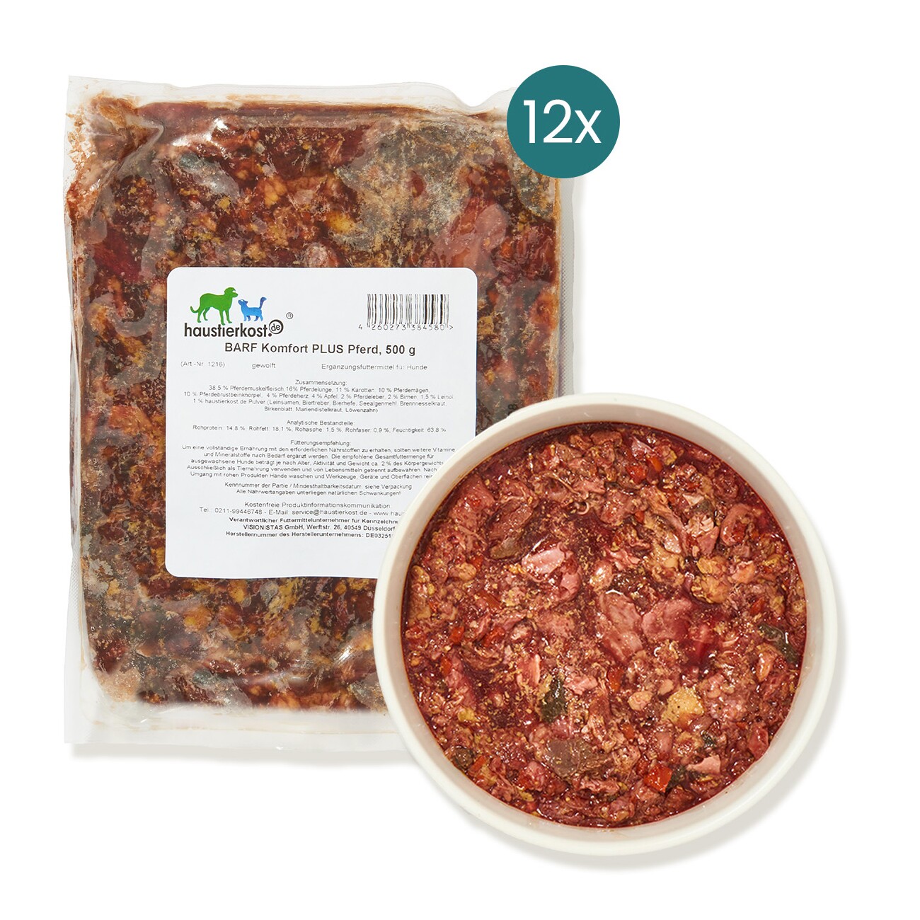 haustierkost.de BARF Komfort PLUS Pferd Frostfutter 12 x 500 g