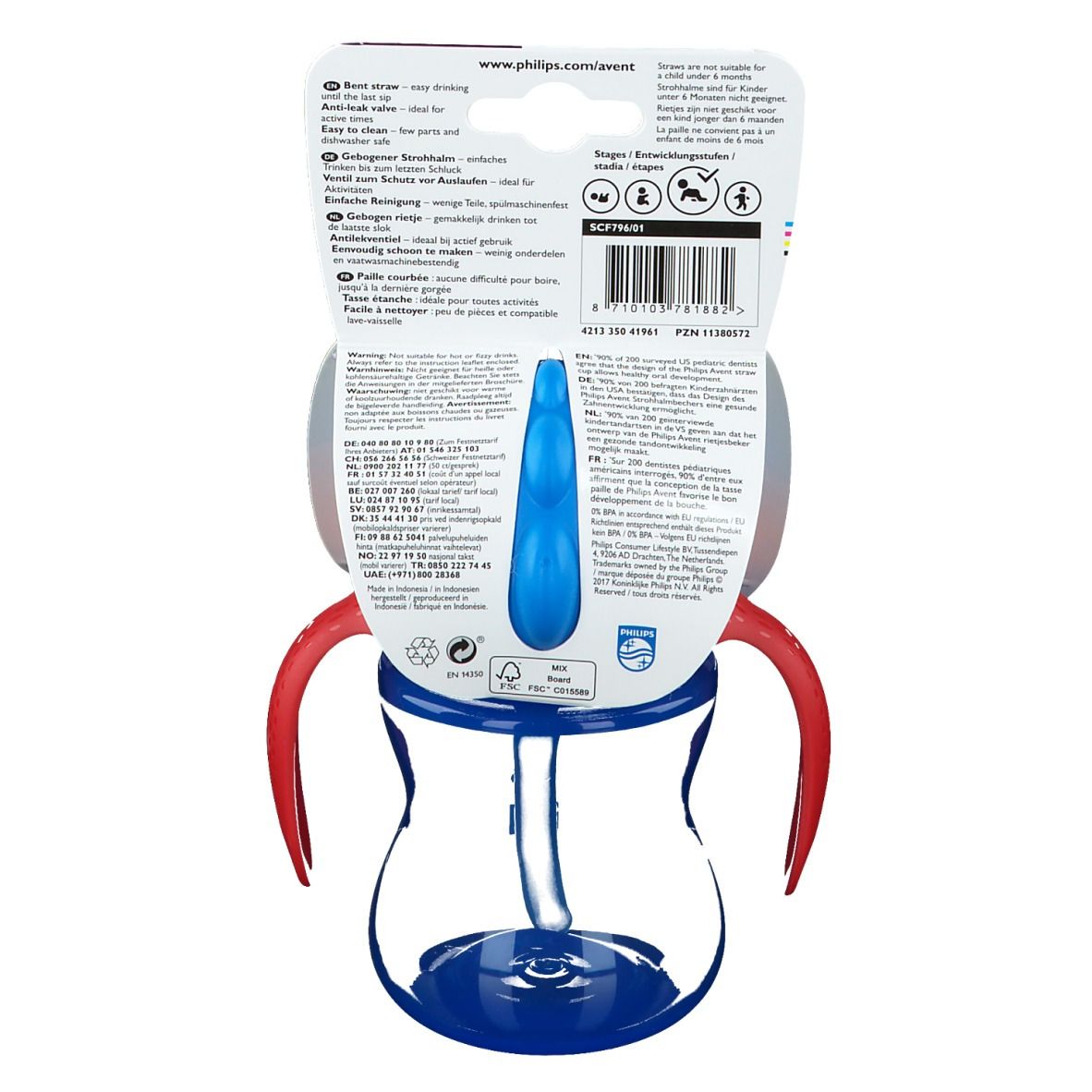 Philips Avent Trinkhalmbecher mit Griffen blau