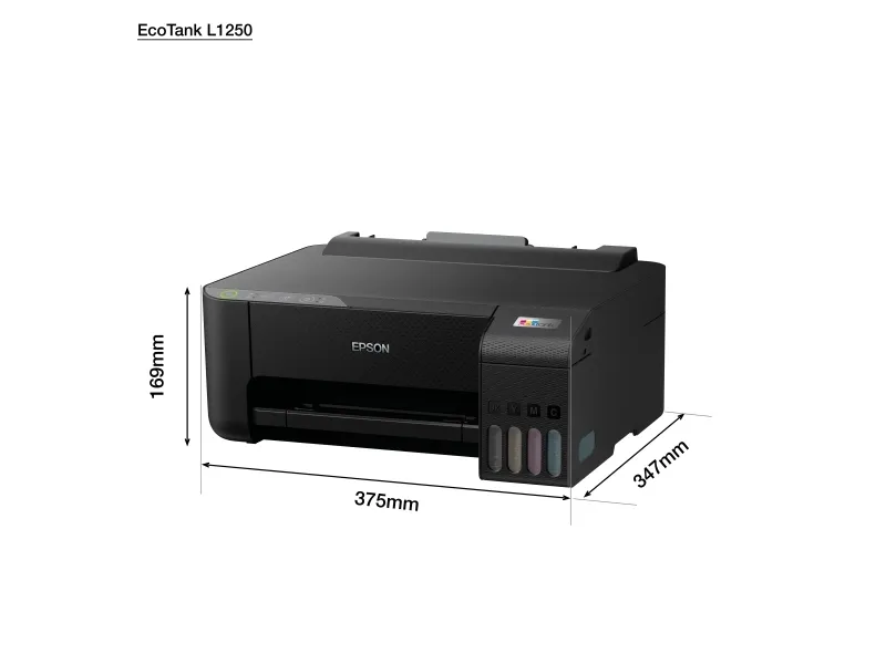 Epson EcoTank L1250 - Printer - farve - blækprinter - kan genopfyldes - A4 - 5760 x 1440 dpi - op til 10 spm (mono) / op til 5 spm (farve) - kapacitet: 100 ark - USB, Wi-Fi - sort